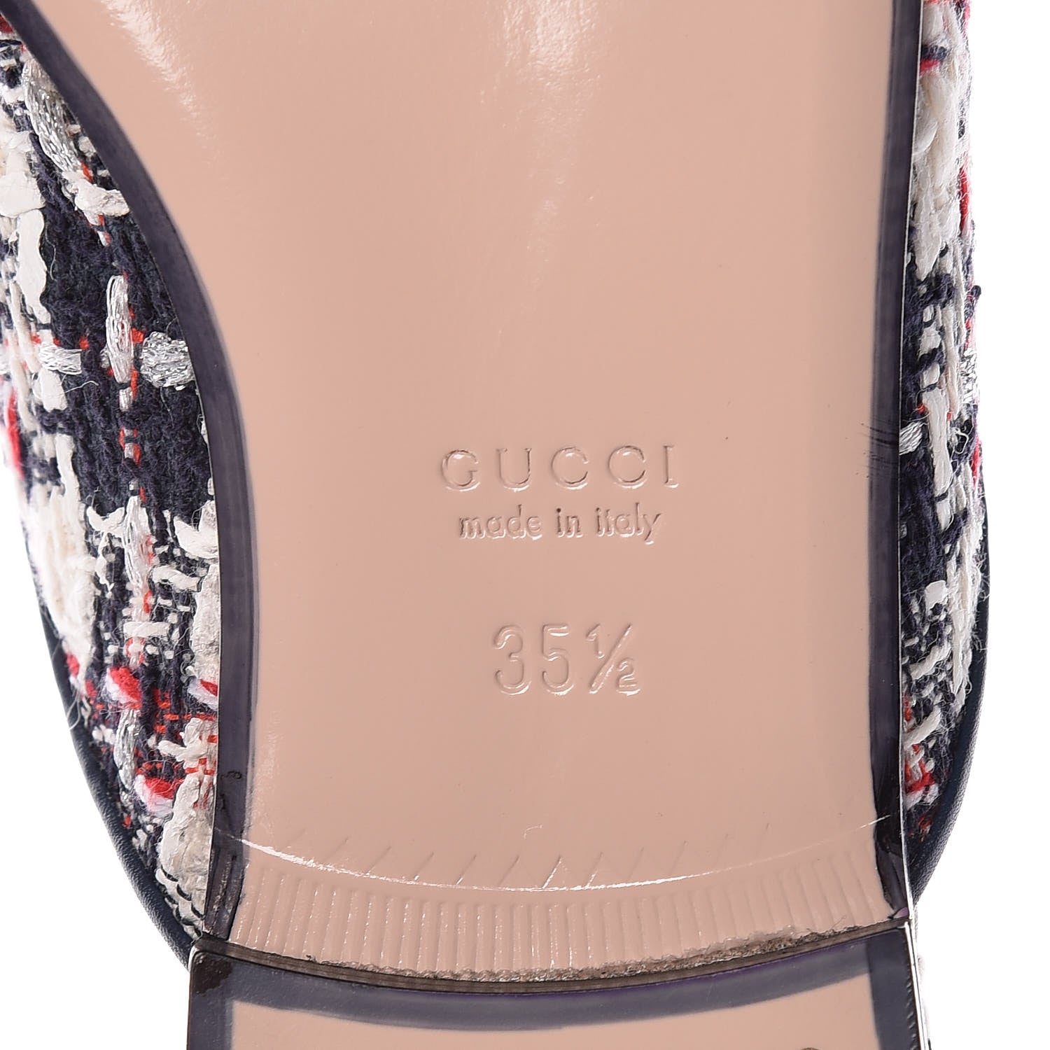 Gucci Tweed Check Womens Princetown Slippers 35.5 Gardenia Ink Blue Agata 13 of 18