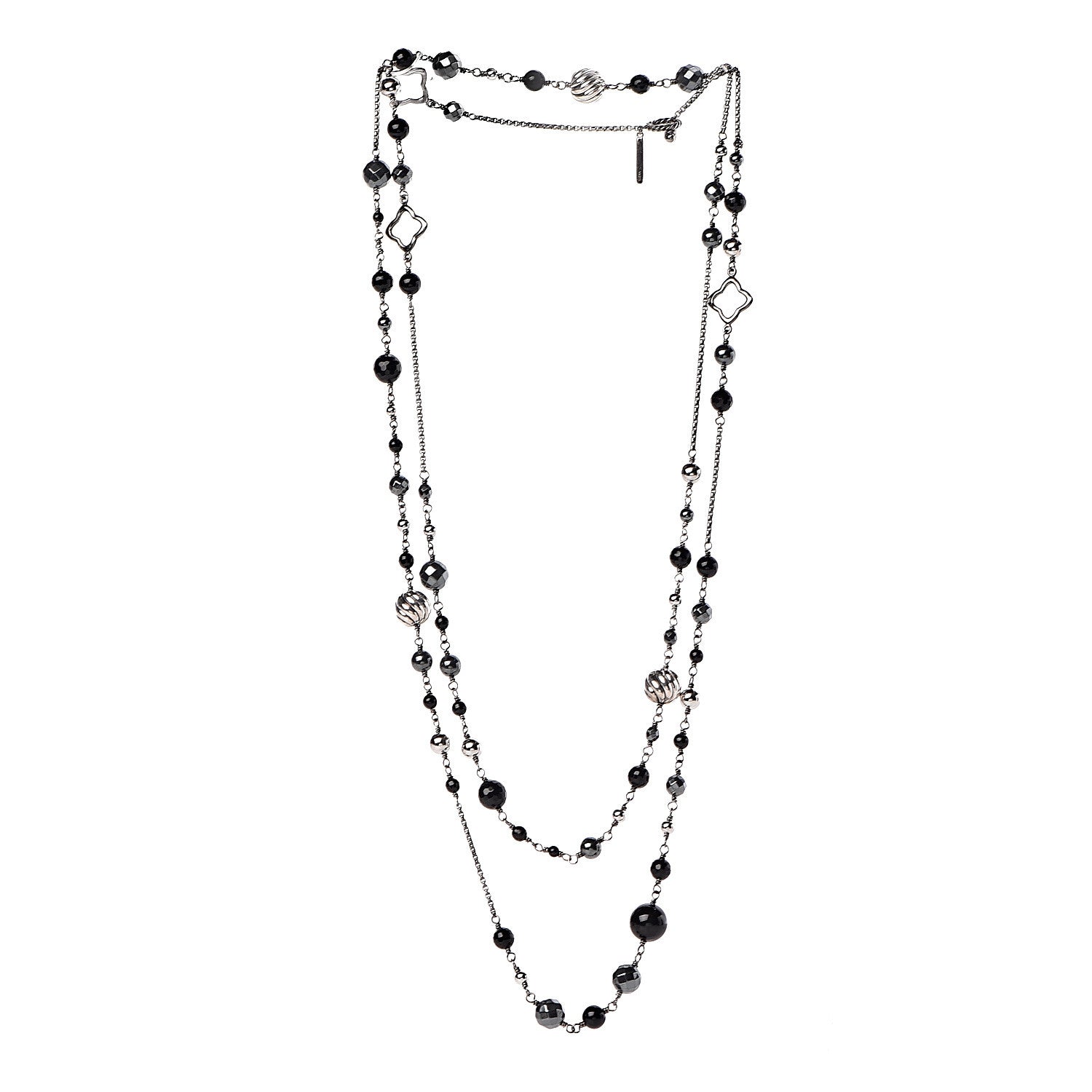 David Yurman Sterling Silver Black Onyx Hematite Elements Chain Necklace 3 of 6