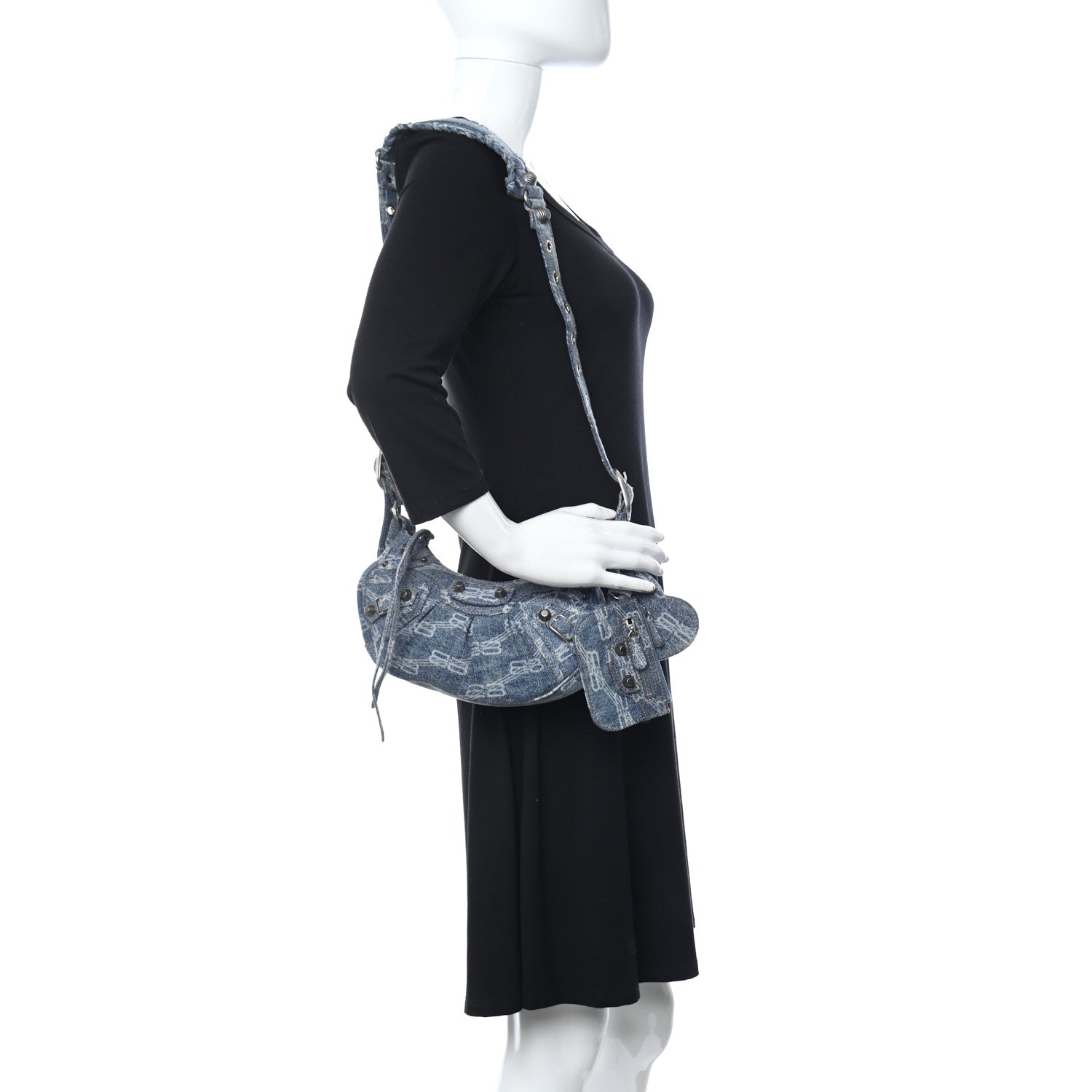 Balenciaga Denim BB Monogram Neo Cagole Handbag XS Blue 2 of 10