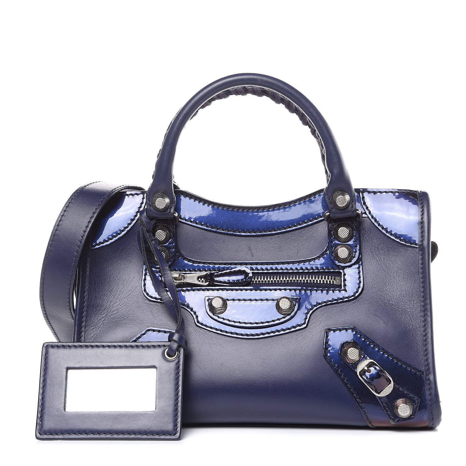 Balenciaga Smooth Calfskin Metallic Patent Giant 12 Silver Hardware Mini City Ultraviolet 1 of 19