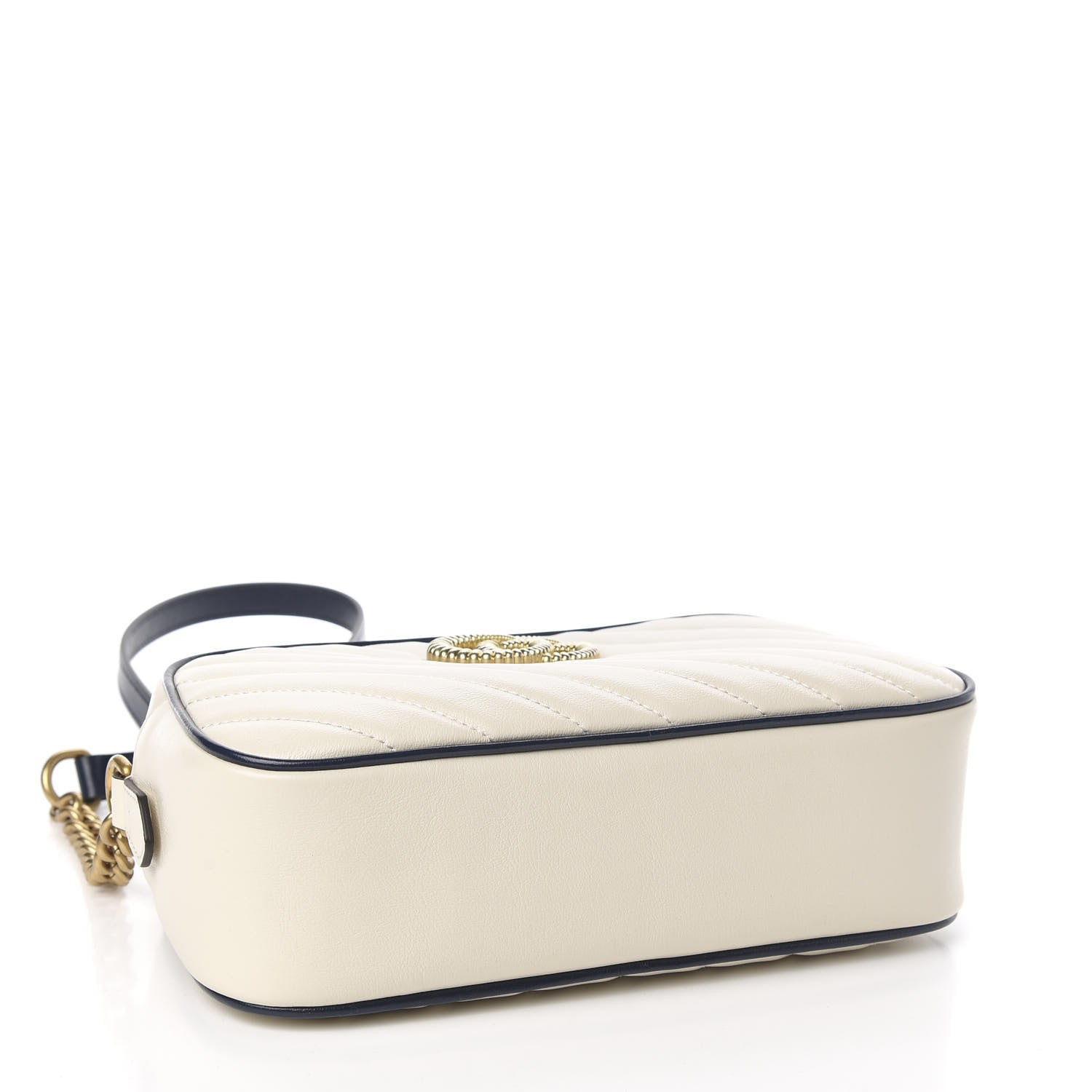 Gucci Vintage Effect Calfskin Matelasse Diagonal Small Torchon GG Marmont Chain Shoulder Bag Mystic White Blue Agata 4 of 10