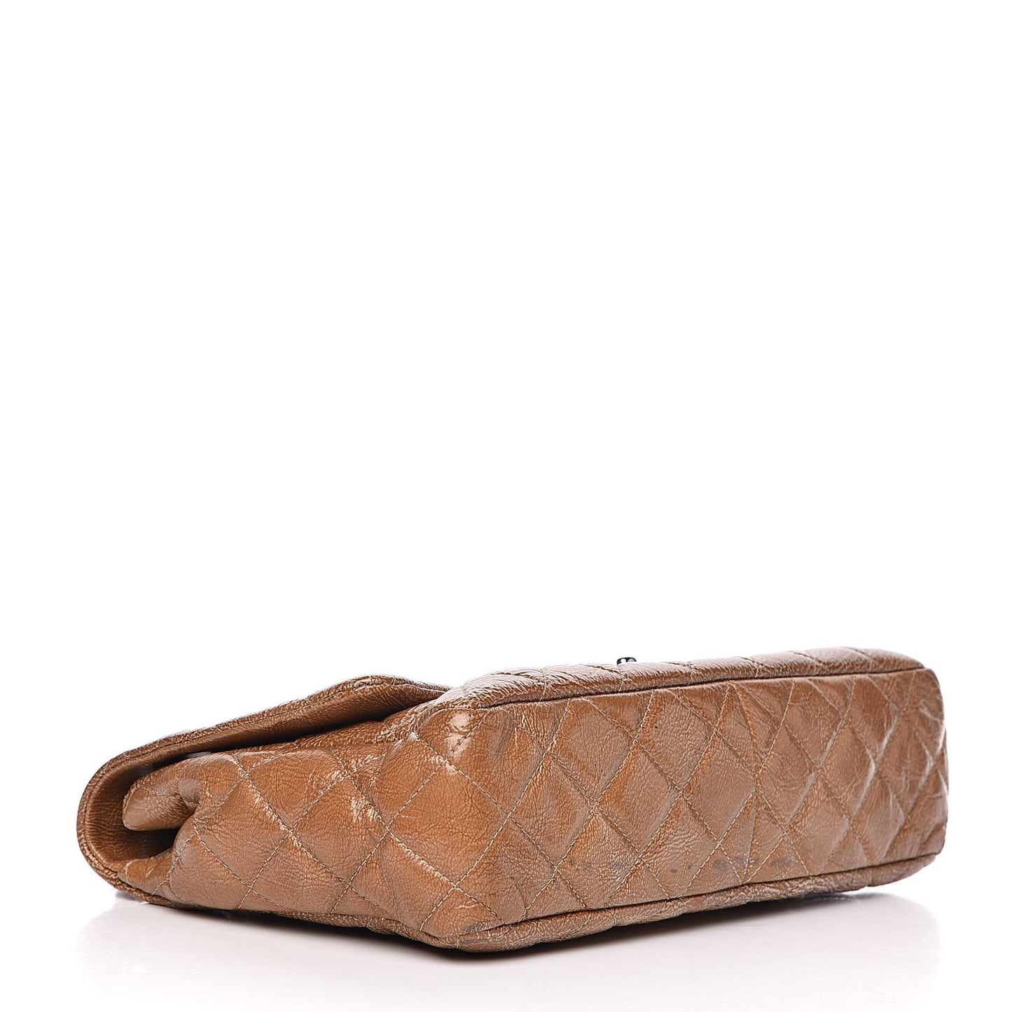 Crinkled Patent Quilted Jumbo Single Flap Light Beige