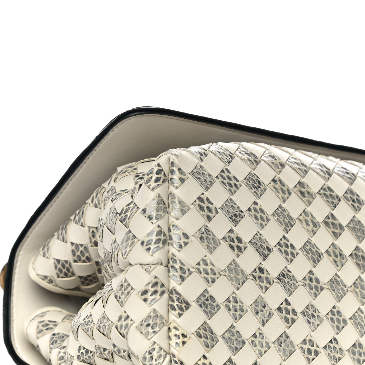 Nappa Ayers Intrecciato Checker Olimpia Knot Bag Mist Black
