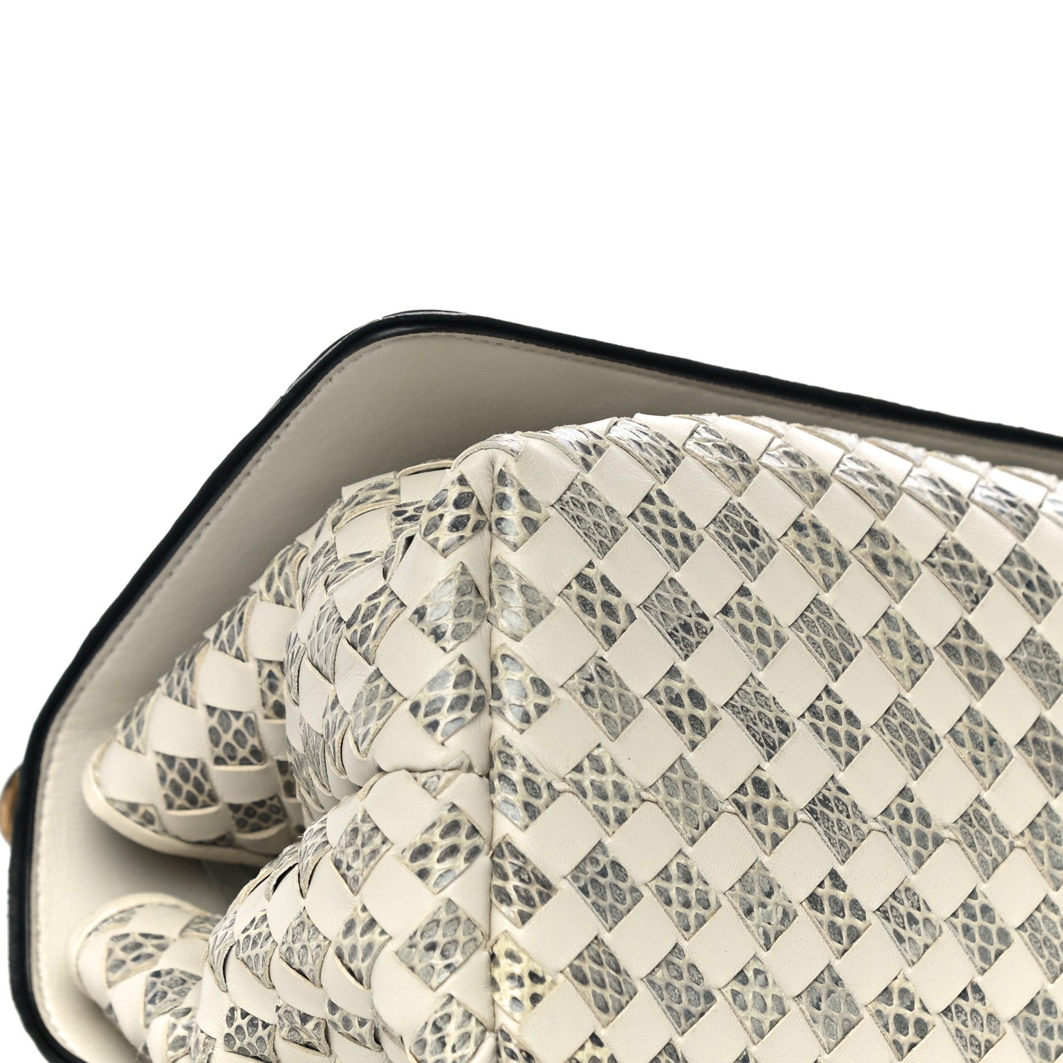 Bottega Veneta Nappa Ayers Intrecciato Checker Olimpia Knot Bag Mist Black 6 of 8