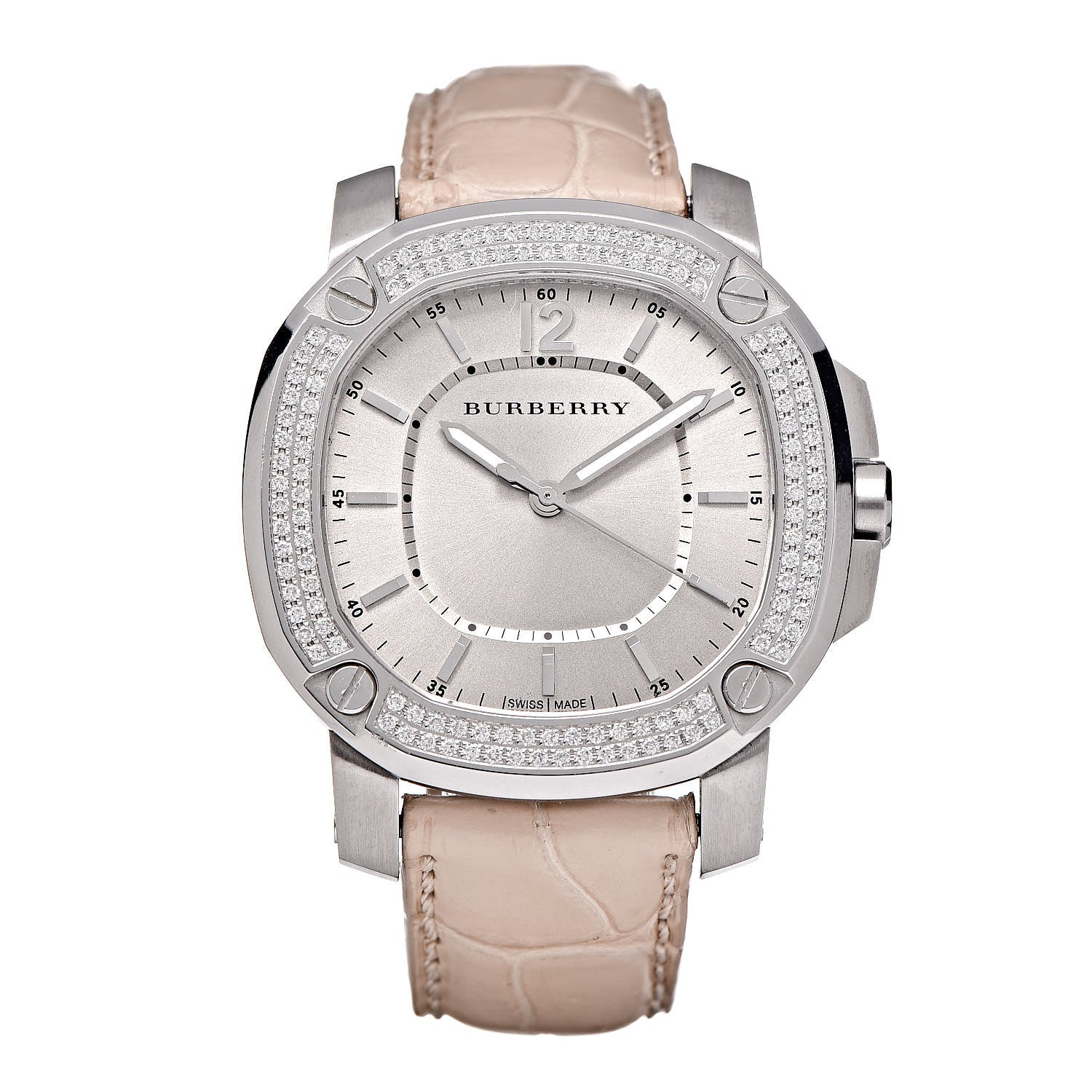 Burberry Stainless Steel Alligator Diamond Bezel 38mm The Britain Quartz Watch Champagne BBY1400 1 of 9