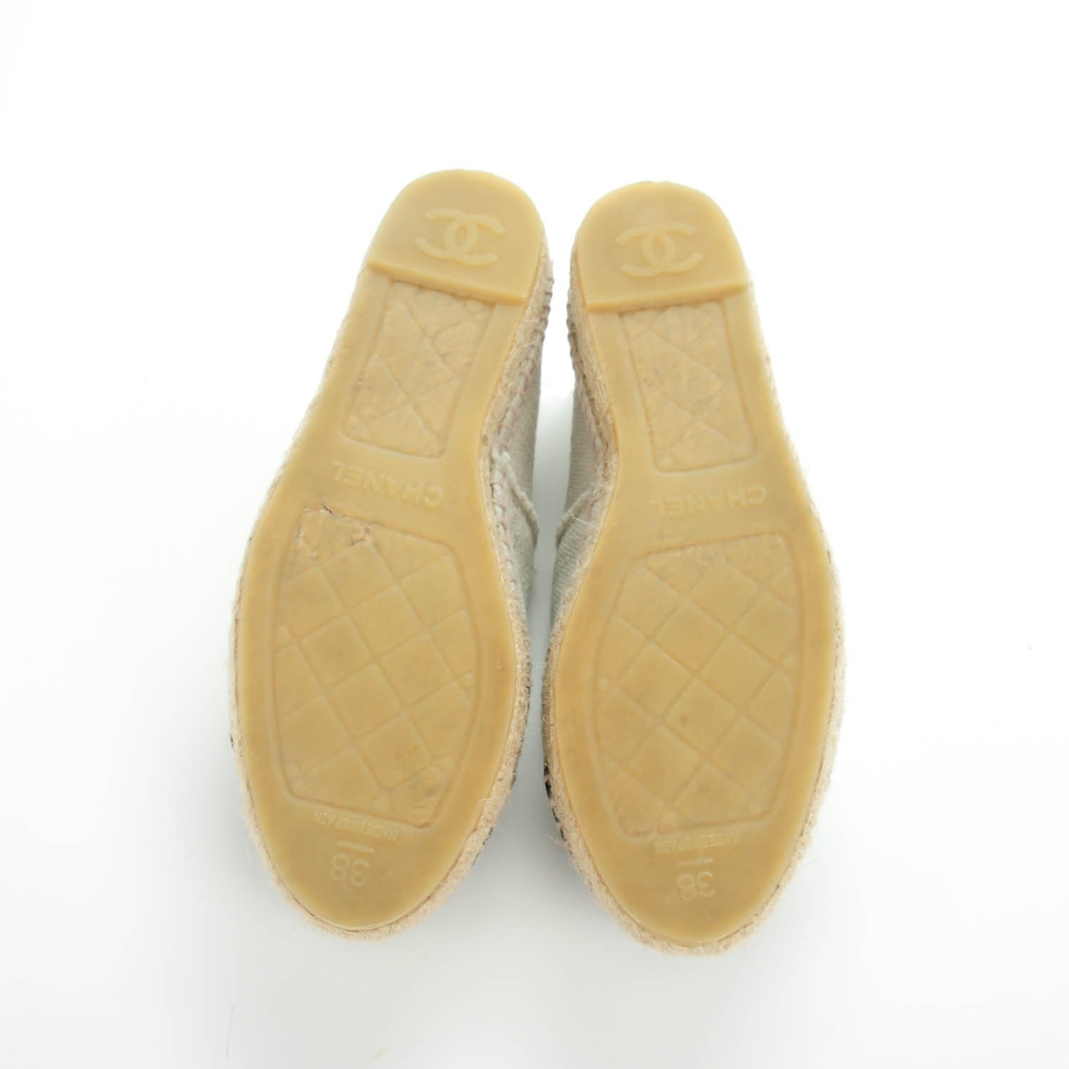 Chanel Linen CC Espadrilles 38 Beige Black 5 of 9