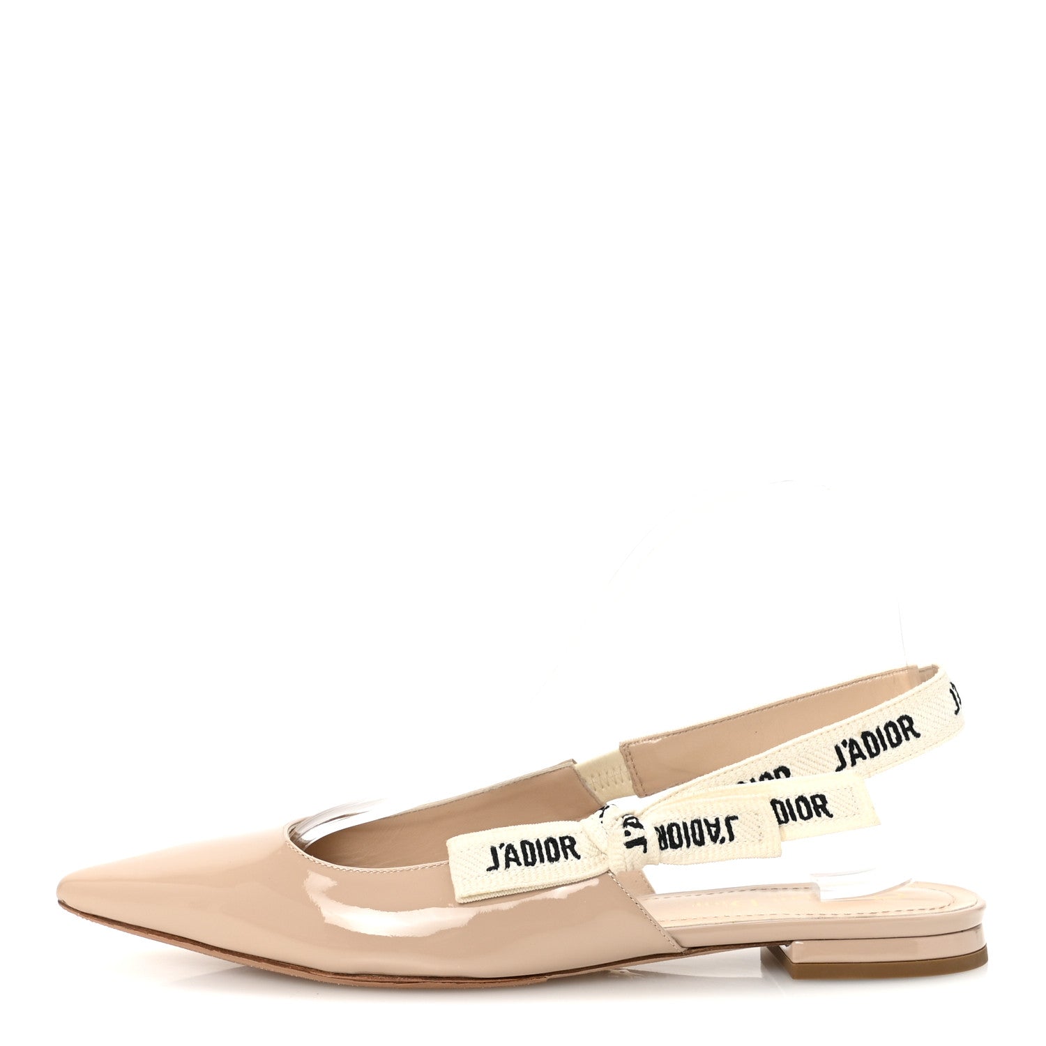 Christian Dior Patent Ribbon J'Adior Slingback Ballet Flats 39 Nude 1 of 10