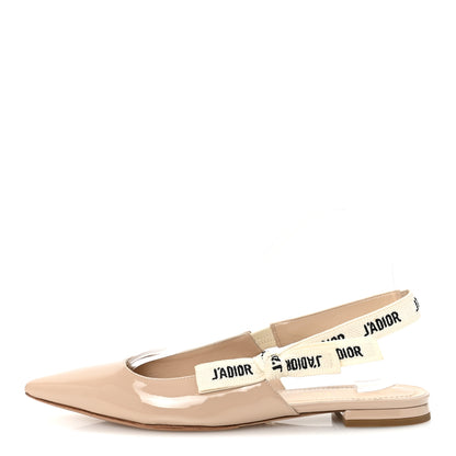 Christian Dior Patent Ribbon J'Adior Slingback Ballet Flats 39 Nude 1 of 10
