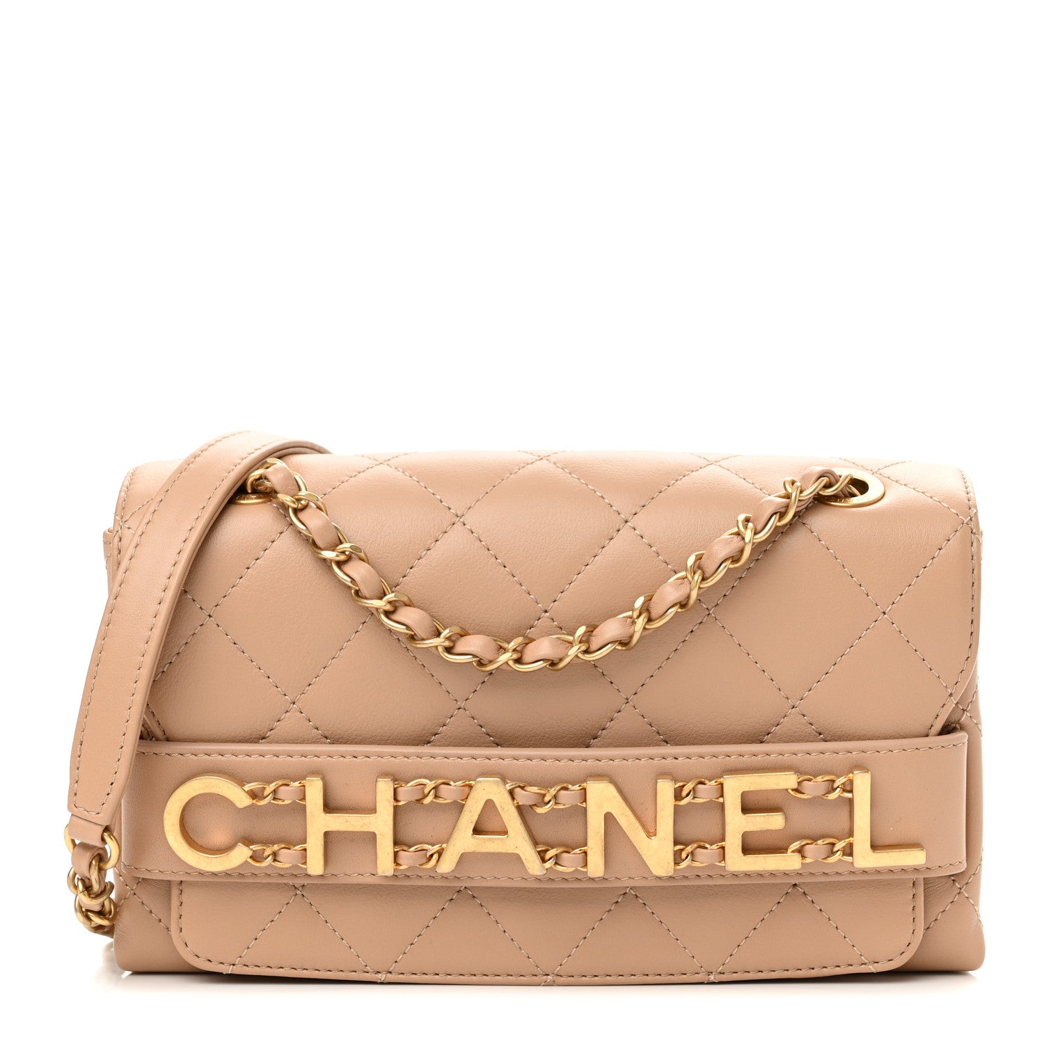 Chanel Calfskin Quilted Small Enchained Flap Beige 1 of 10