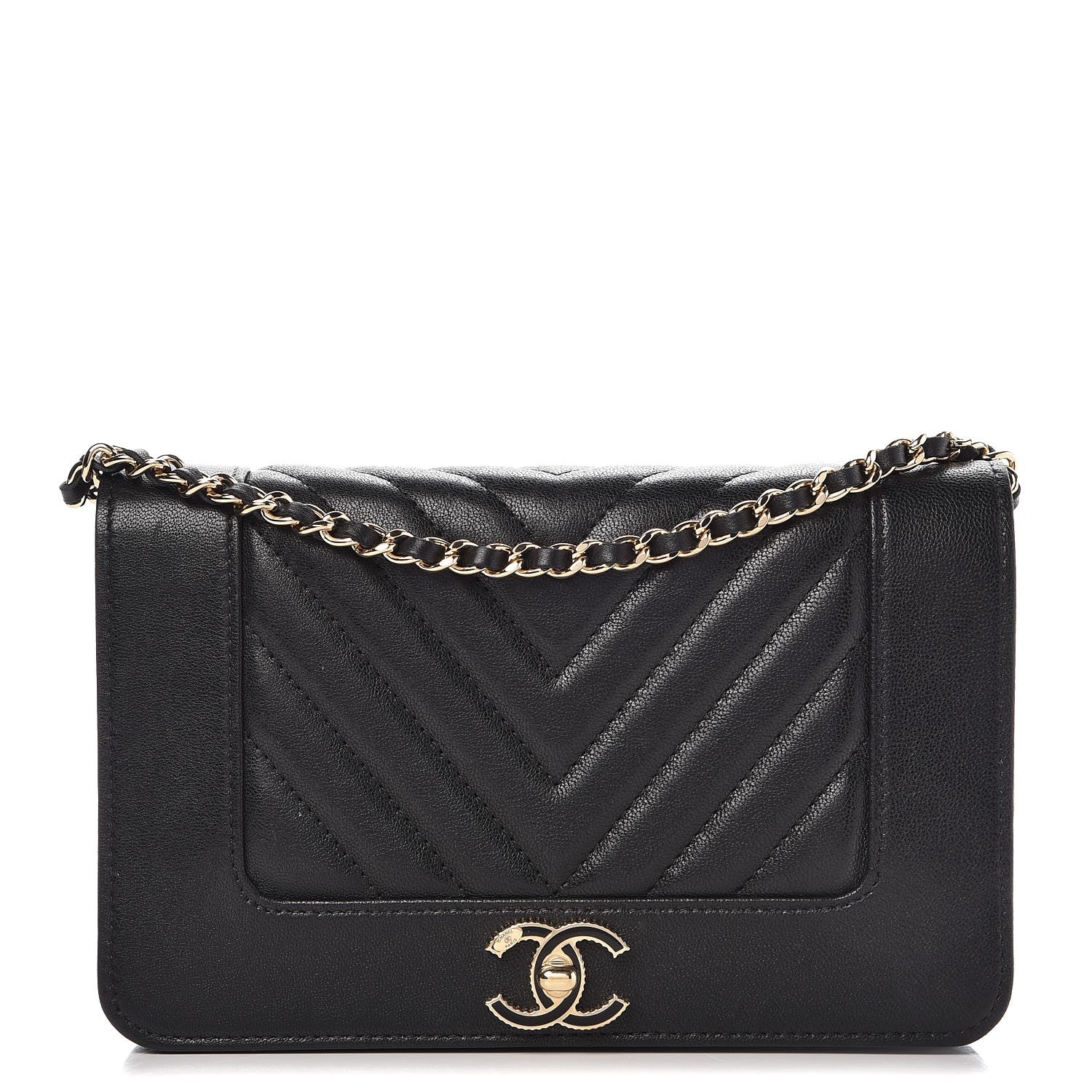 Chanel Sheepskin Quilted Mademoiselle Vintage Wallet On Chain WOC Black 1 of 9