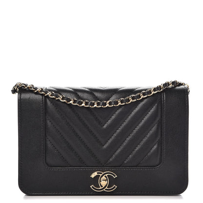 Chanel Sheepskin Quilted Mademoiselle Vintage Wallet On Chain WOC Black 1 of 9