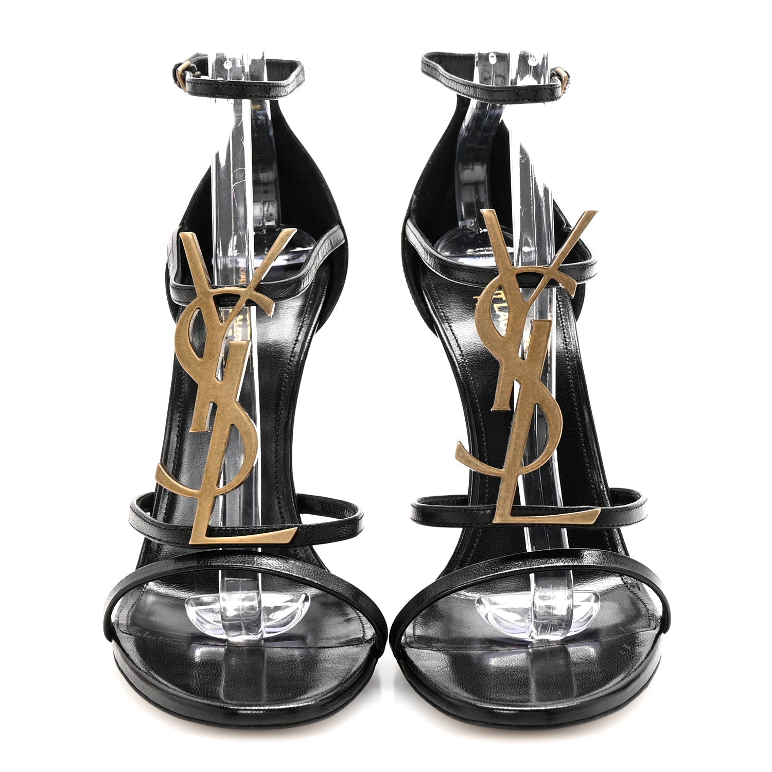 Saint Laurent Calfskin Cassandra 100 Ankle Strap Sandals 40 Black 3 of 9