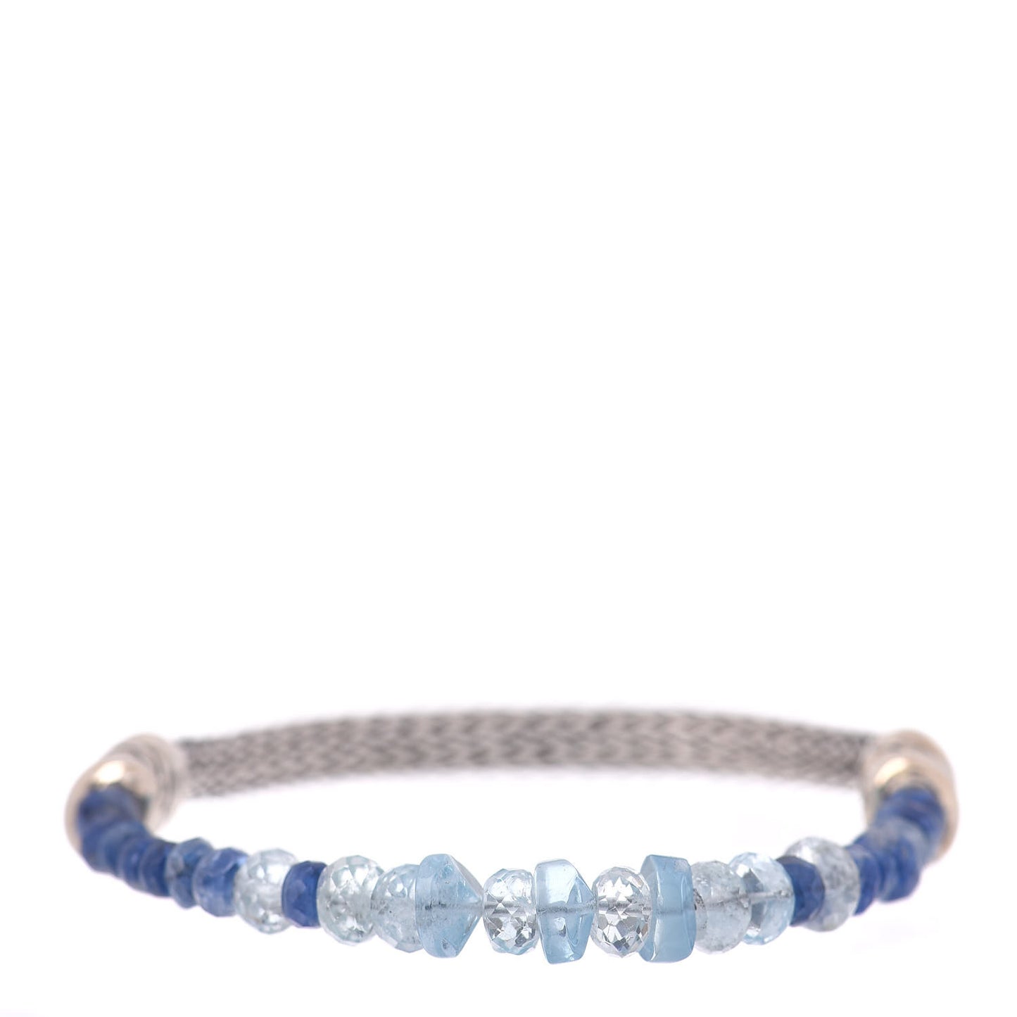 Sterling Silver Aquamarine Kyanite Beaded Classic Chain Bracelet