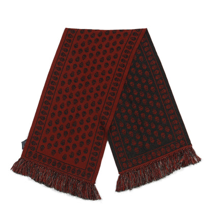 Alexander McQueen Wool Large Reversible Skull Scarf Black Bordeaux 2 of 3