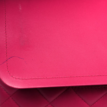 Chanel Lambskin Quilted Jumbo Double Flap Dark Pink 18 of 27