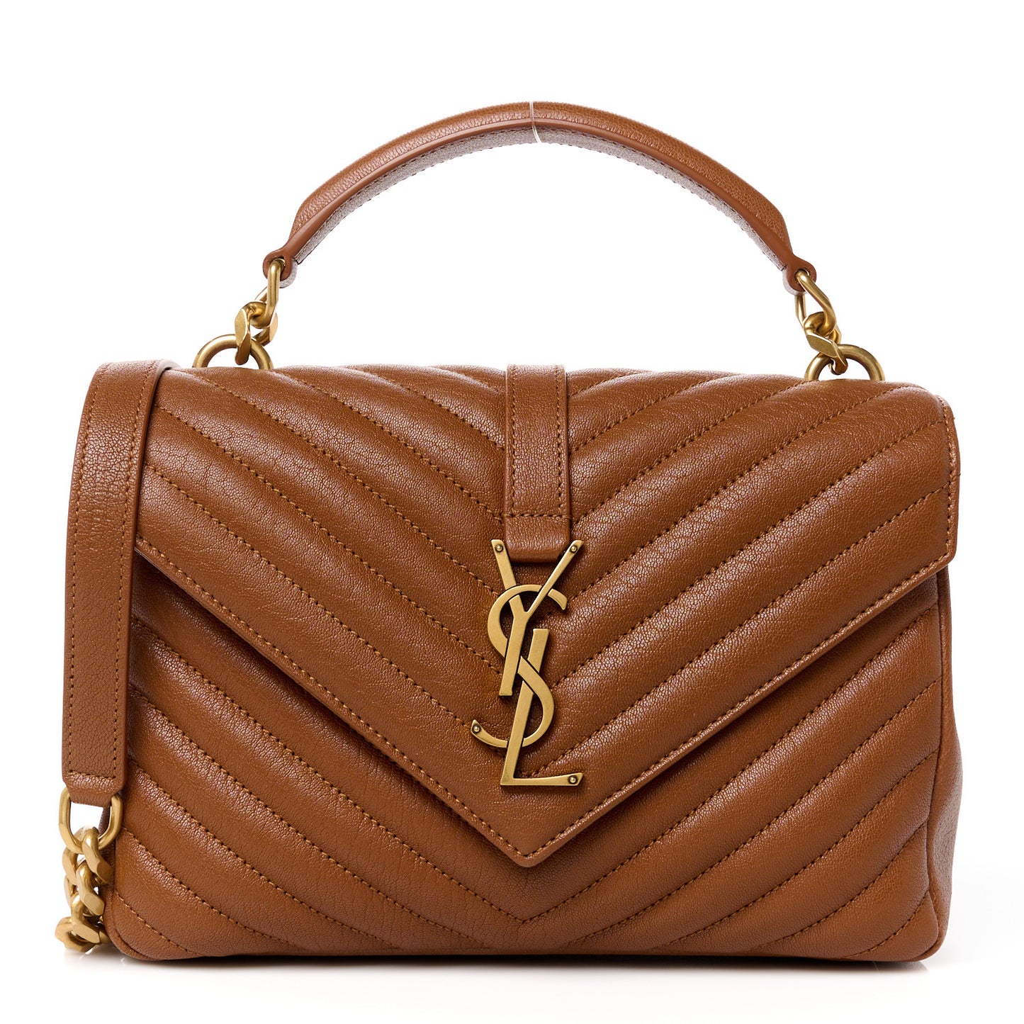 Sheepskin Matelasse Chevron Monogram Medium College Bag Brick