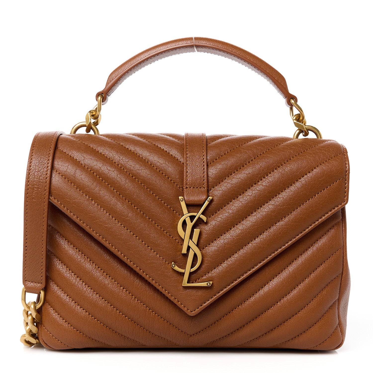 Saint Laurent Sheepskin Matelasse Chevron Monogram Medium College Bag Brick 1 of 11