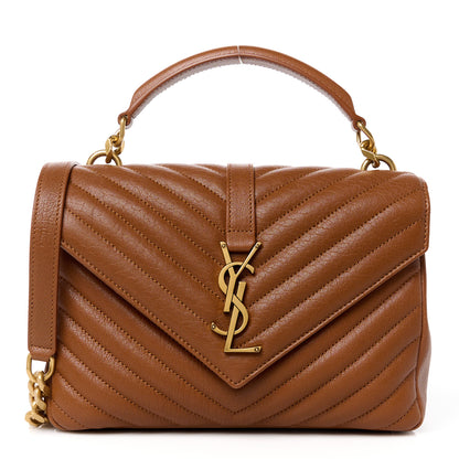 Saint Laurent Sheepskin Matelasse Chevron Monogram Medium College Bag Brick 1 of 11