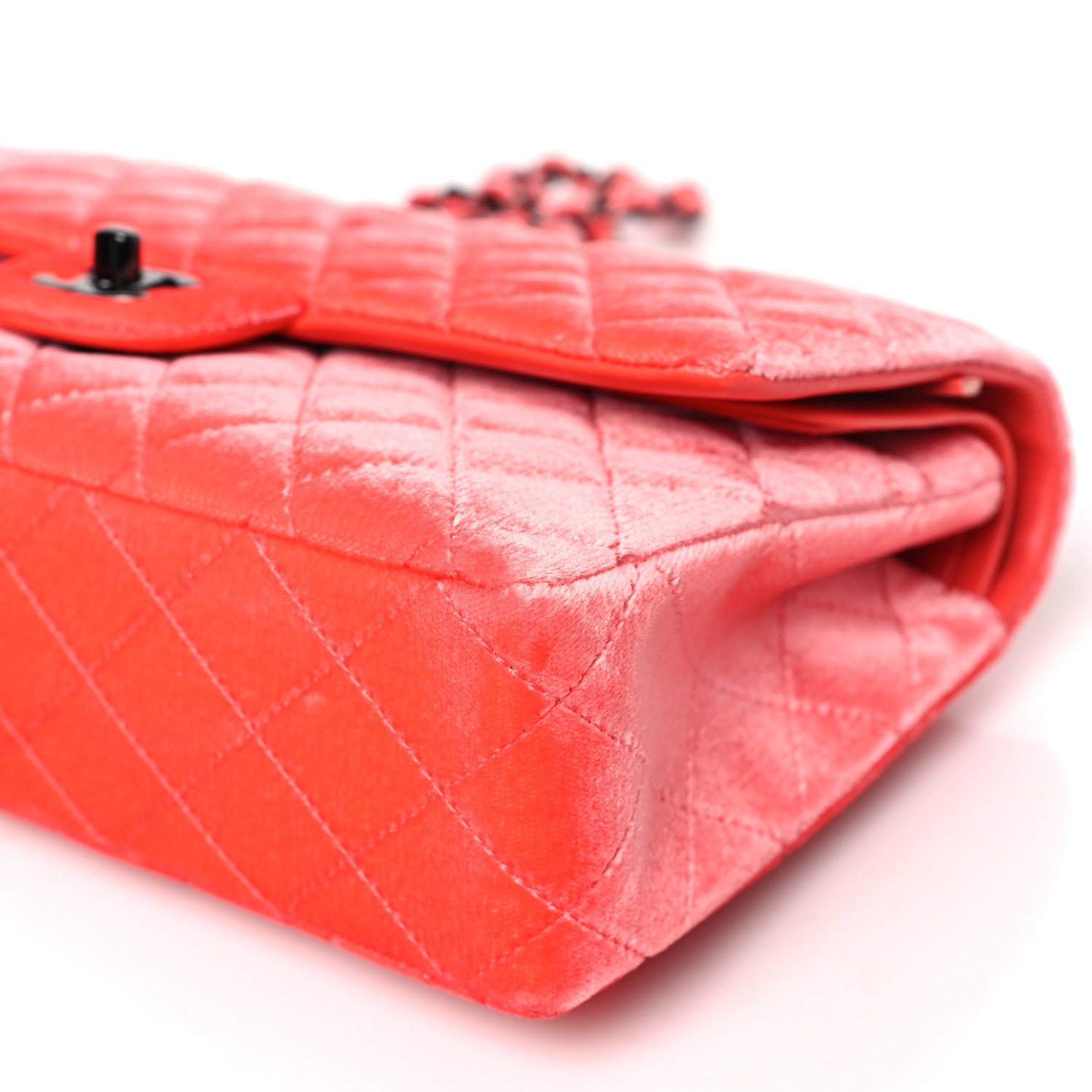 Chanel Velvet Quilted Medium Double Flap Coral 10 of 12