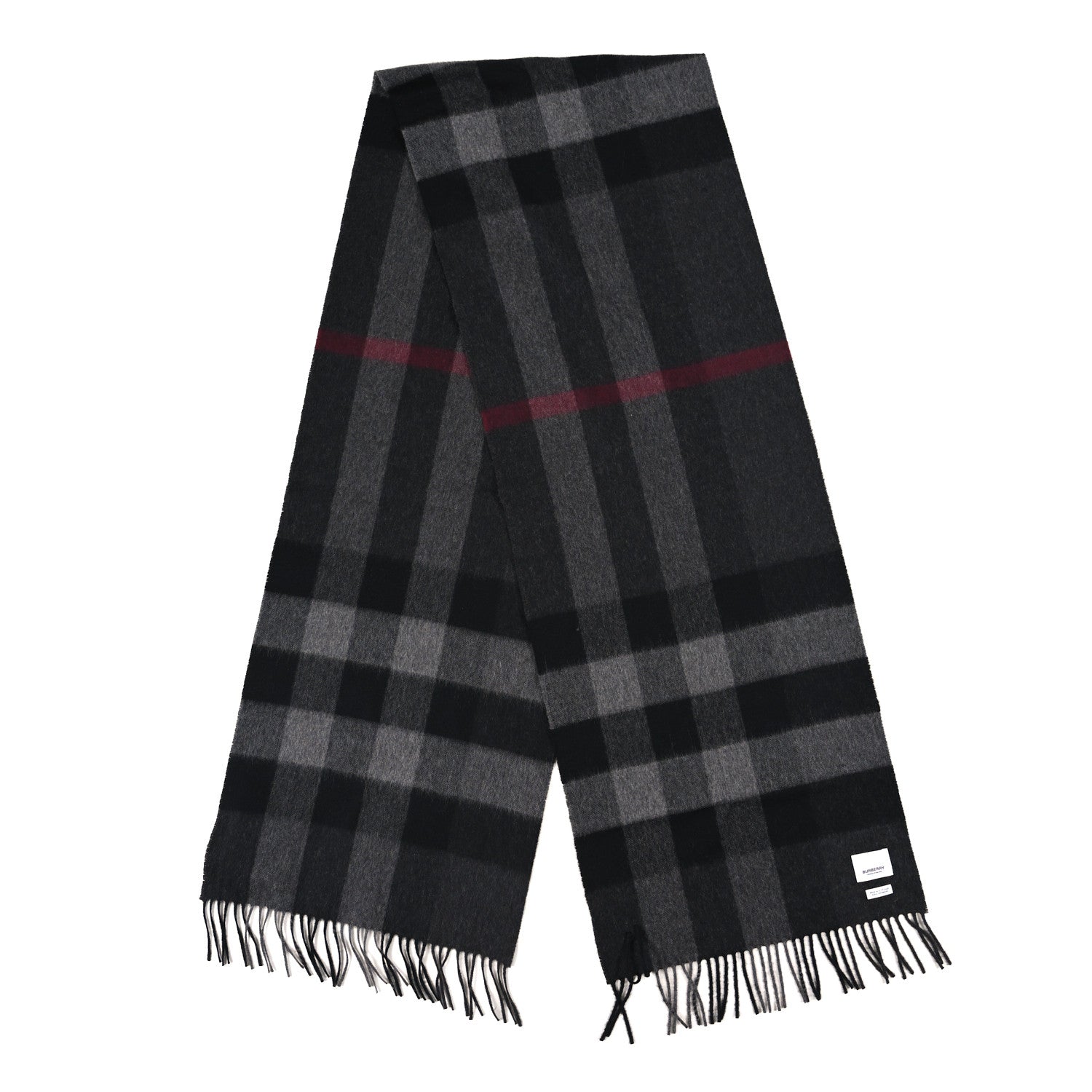Burberry Cashmere Half Mega Check Scarf Charcoal 2 of 4