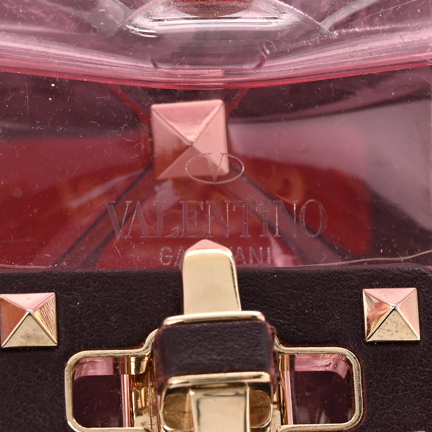 PVC Mini Candystud Top Handle Bag Rubin