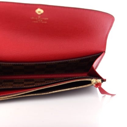 Louis Vuitton Damier Ebene Emilie Wallet Red 5 of 8