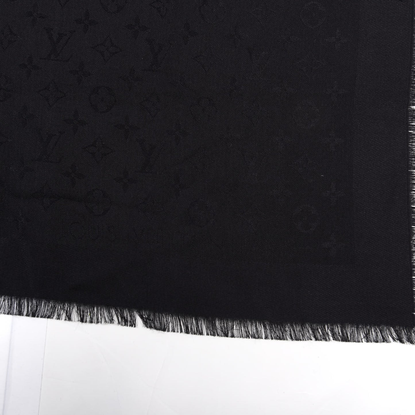 Silk Wool Monogram Shawl Black