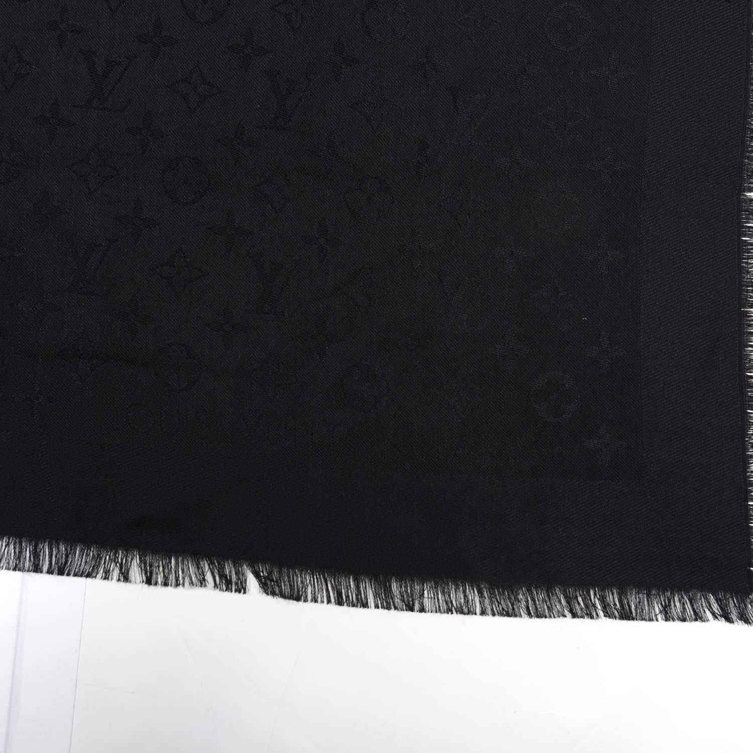 Louis Vuitton Silk Wool Monogram Shawl Black 2 of 3
