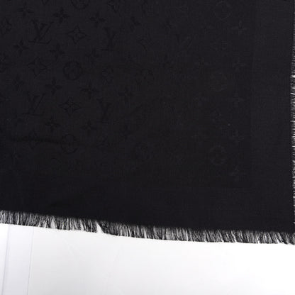 Louis Vuitton Silk Wool Monogram Shawl Black 2 of 3
