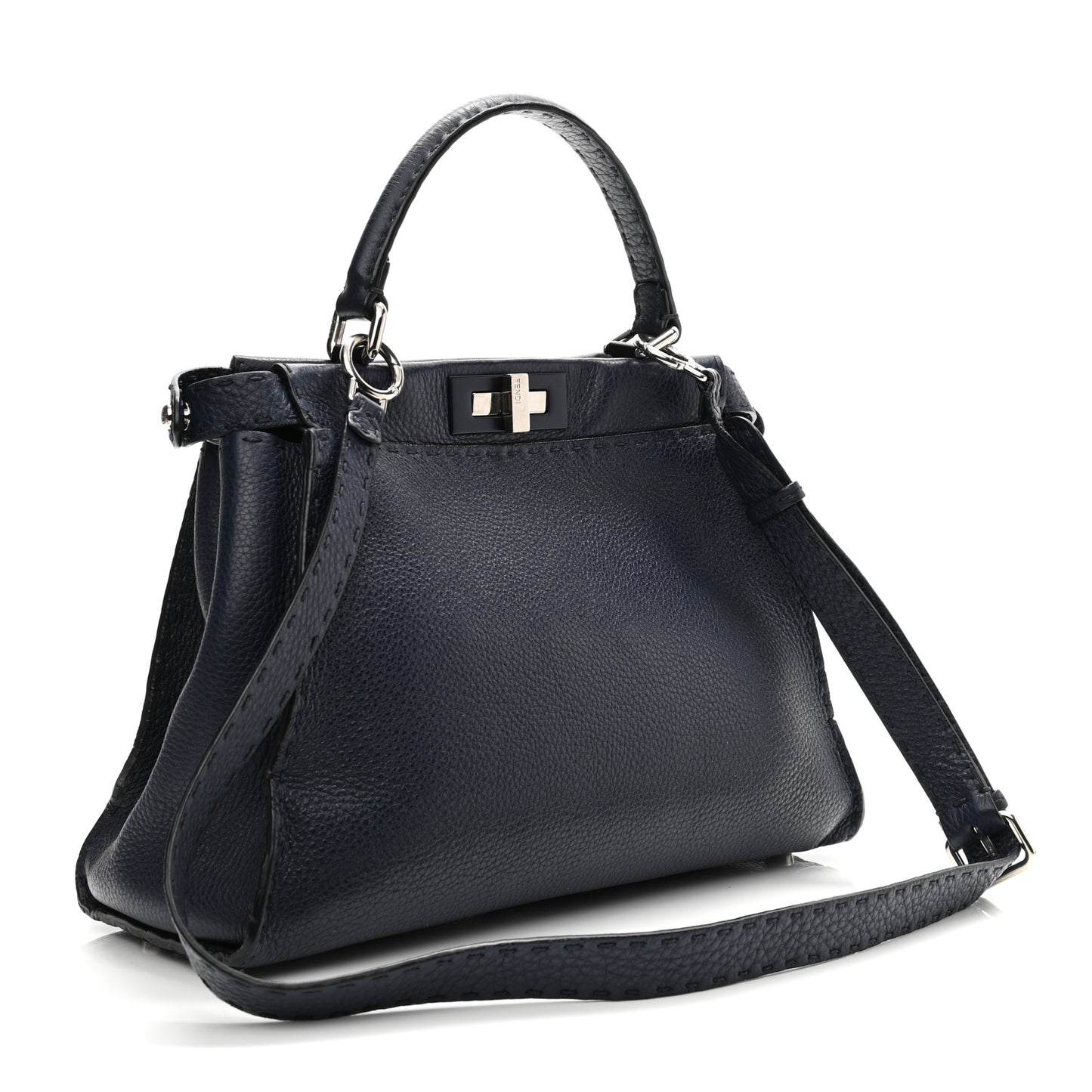 Cuoio Romano Selleria Medium Peekaboo Iconic Satchel Blue Notte