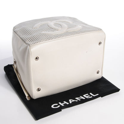 Chanel Leather Perforated Bowler White 4 of 7