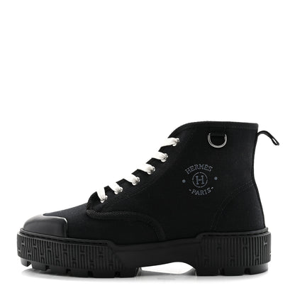 Hermes Canvas Calfskin Itineraire Ankle Boot 38.5 Black 1 of 10