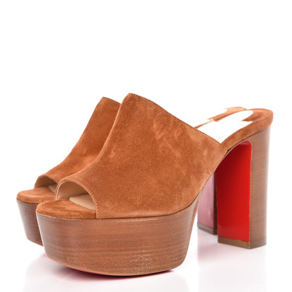 Christian Louboutin Suede 110 Platform Mules 35 Tan 3 of 8