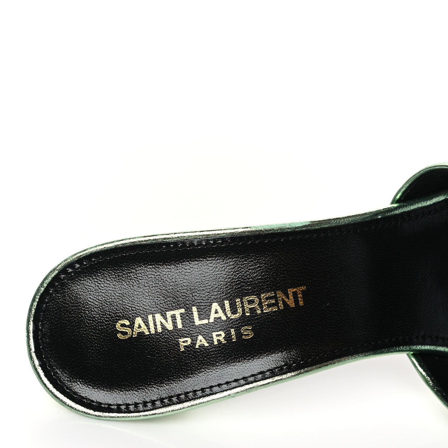 Saint Laurent Metallic Nappa La 16 Mule Sandals 37 Green 9 of 10