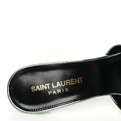 Saint Laurent Metallic Nappa La 16 Mule Sandals 37 Green 9 of 10