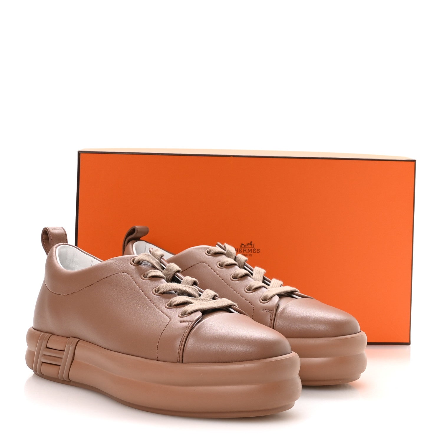 Hermes Calfskin Womens Happy Sneakers 37.5 Rose Perle 1857400