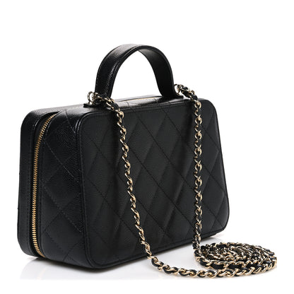 Chanel Caviar Quilted Top Handle Vanity With Chain Black 3 of 11
