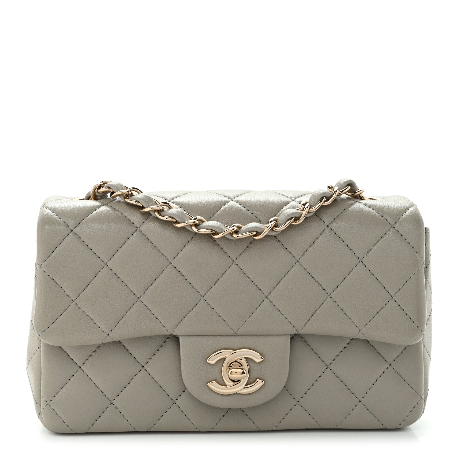 Chanel Lambskin Quilted Mini Rectangular Flap Grey 1 of 11