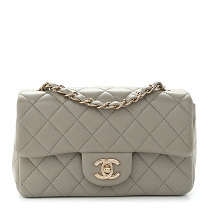 Chanel Lambskin Quilted Mini Rectangular Flap Grey 1 of 11