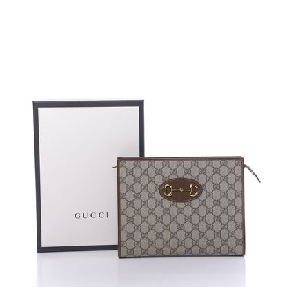 Gucci GG Supreme Monogram Horsebit 1955 Zip Pouch Beige Brown Sugar 11 of 11