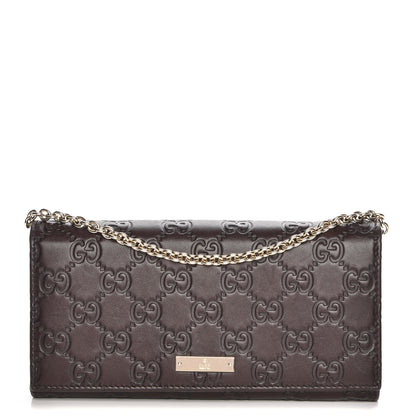 Gucci Guccissima Margaux Calfskin Metal Bar Chain Wallet Chocolate 1 of 9