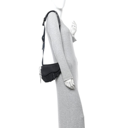 Christian Dior X SACAI Grained Calfskin Technical Fabric Mens Saddle Bag Black 2 of 10