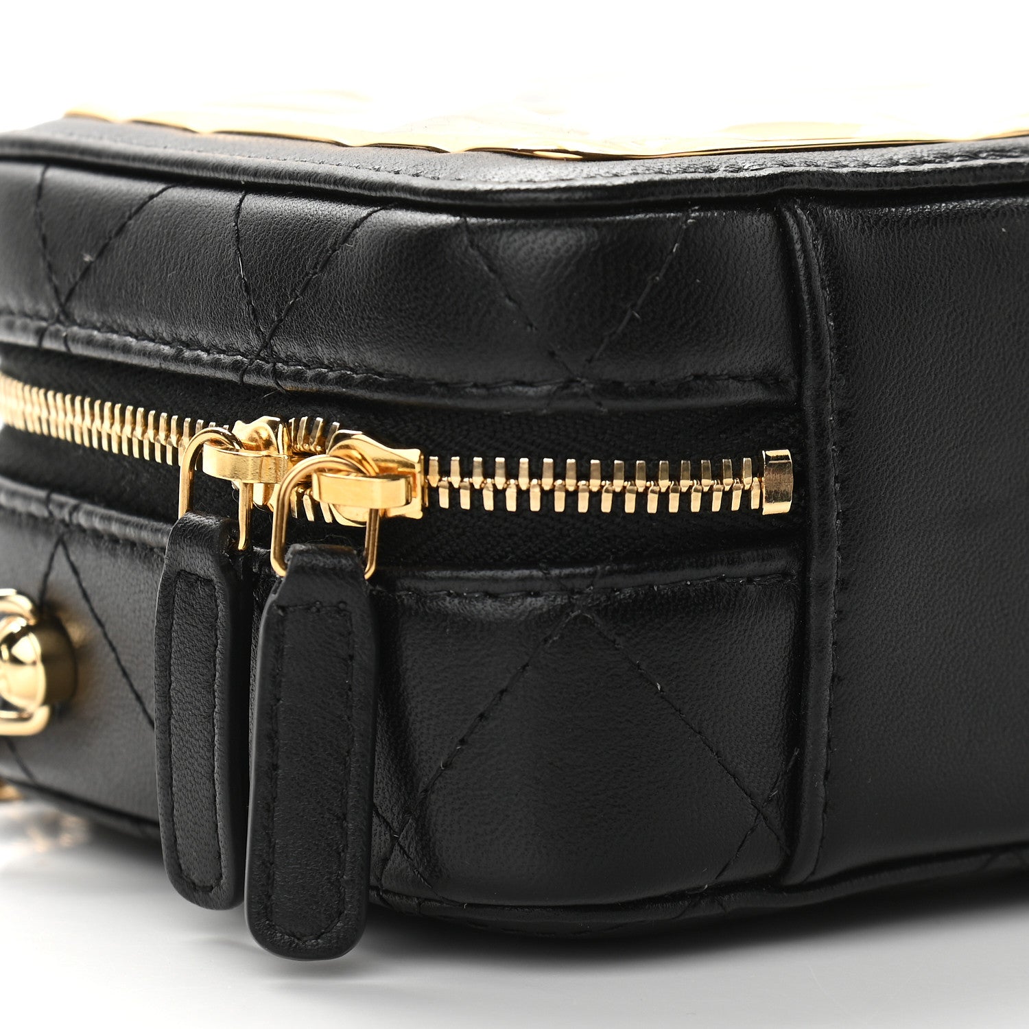 Chanel Lambskin Quilted Golden Plate Clutch With Chain Black 8 of 9