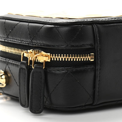 Chanel Lambskin Quilted Golden Plate Clutch With Chain Black 8 of 9
