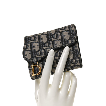 Christian Dior Oblique Saddle Lotus Wallet Blue 2 of 10