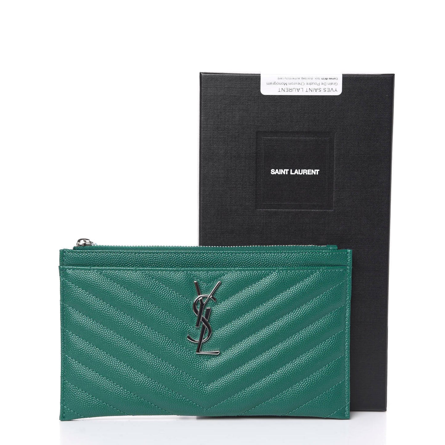Grain De Poudre Chevron Monogram Bill Pouch Malachite Green