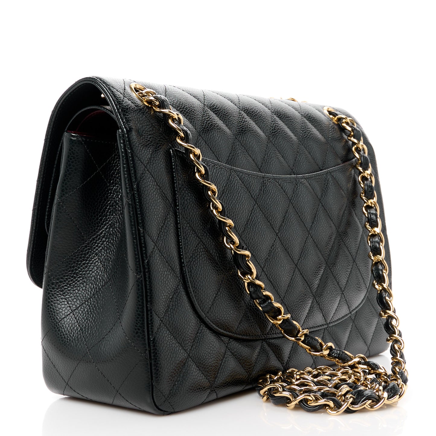Caviar Quilted Jumbo Double Flap Black