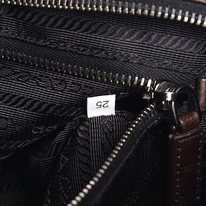 Prada Tessuto Nylon Calfskin Studded Shoulder Bag Bruciato 7 of 12