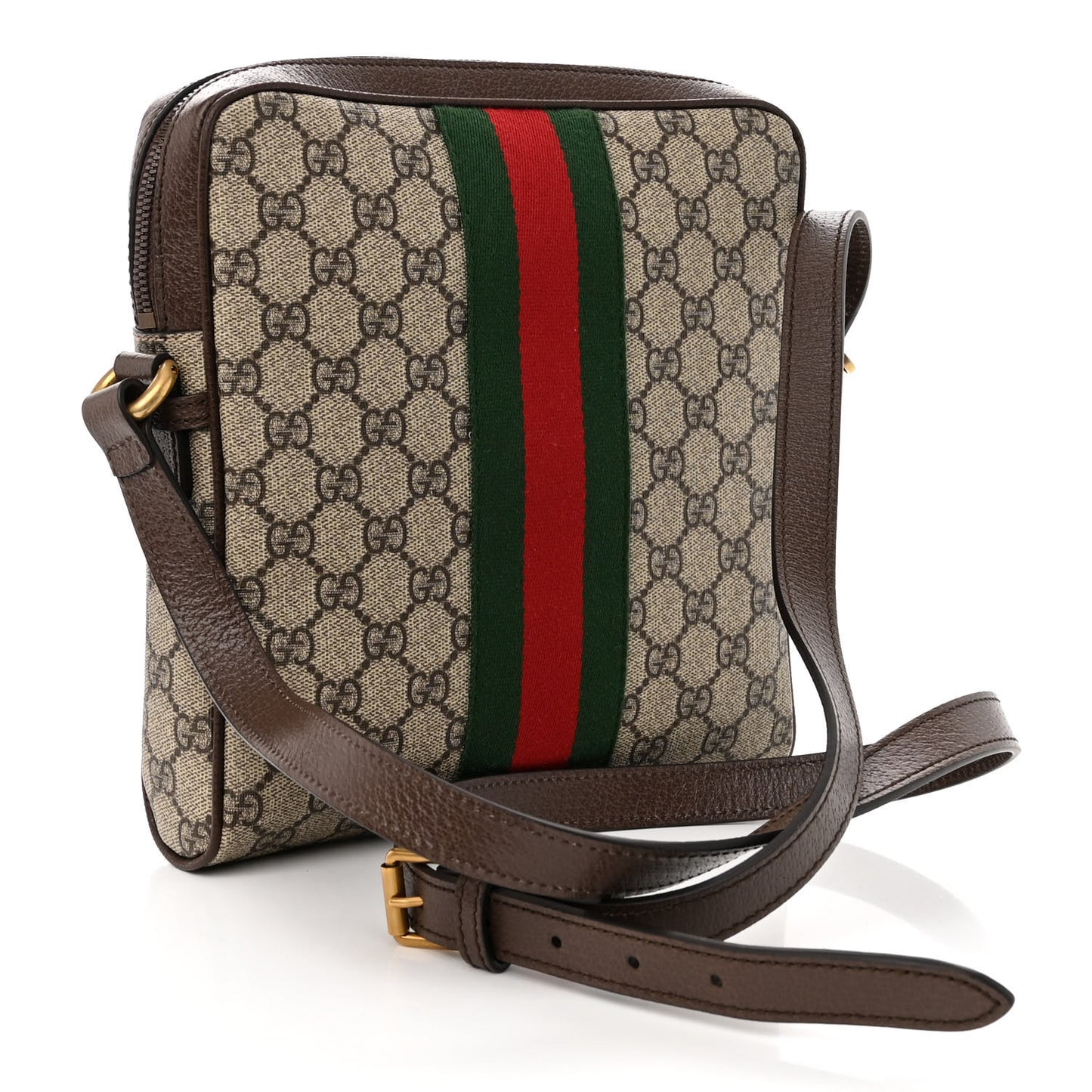 GG Supreme Monogram Web Small Ophidia Messenger Bag Brown