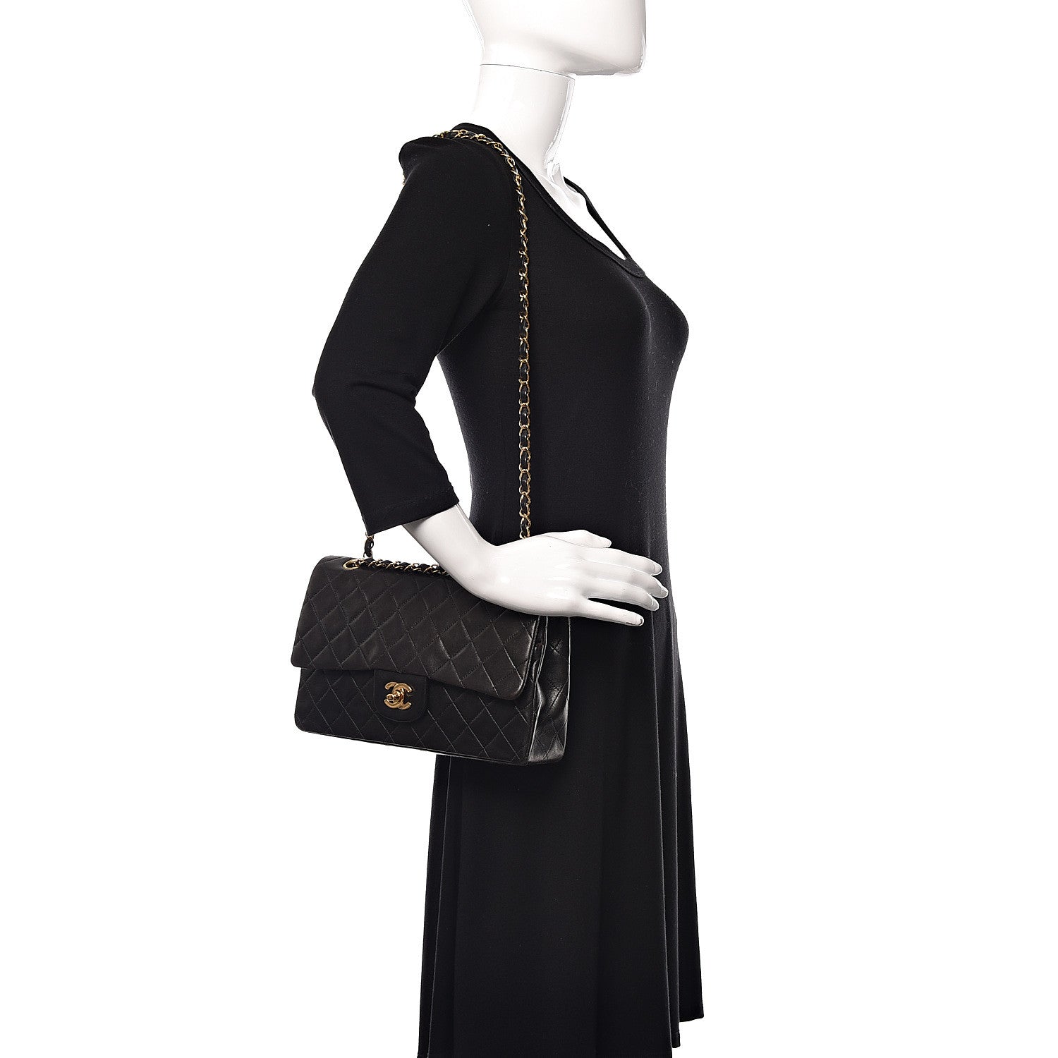 Chanel Lambskin Quilted Medium Double Flap Black 2 of 18